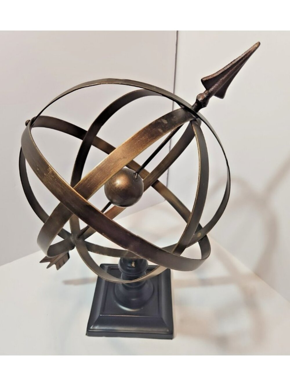 Vtg Metal Armillary Sphere w/Arrow Nautical Maritime Astro Globe Sundial 17.5"